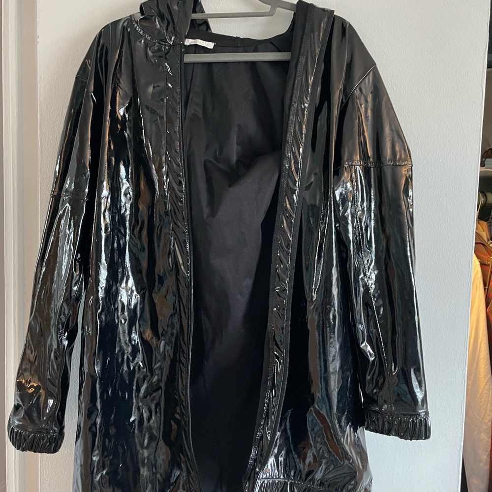 Zara sport black vinyl rain jacket